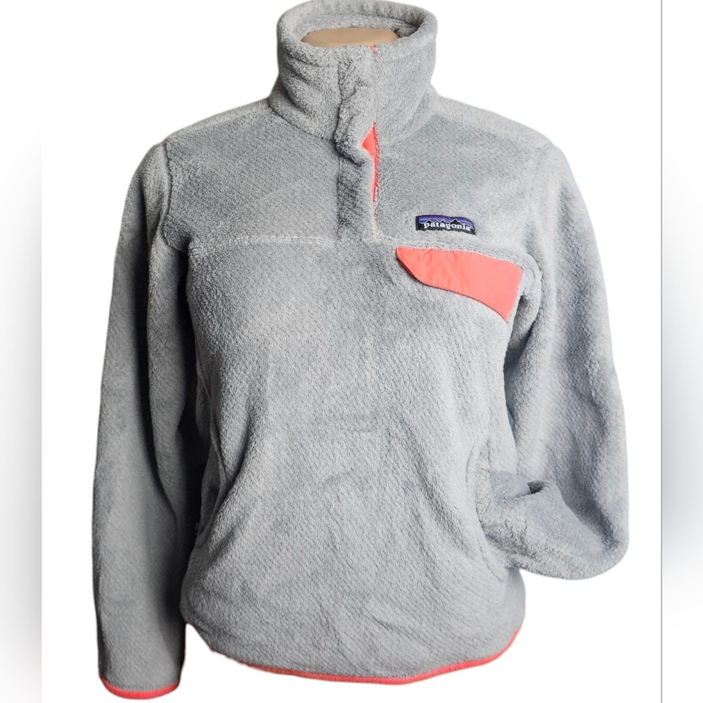Patagonia Re-Tool Snap-T Fleece Pullover Sweater Polartec Gray EUC Women